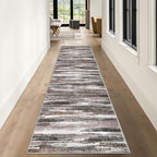 Lansny Modern Abstract Runner Rug 3x10, Dark Light Brown White Washable Kitchen Runner Non-Slip Soft Hallway Rug Runner Thin Print Faux Wool Carpet for Entryway Bedroom Laundry Room Indoor