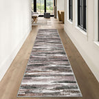 Lansny Modern Abstract Runner Rug 3x10, Dark Light Brown White Washable Kitchen Runner Non-Slip Soft Hallway Rug Runner Thin Print Faux Wool Carpet for Entryway Bedroom Laundry Room Indoor
