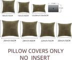 Fancy Homi 2 Packs Olive Green Big Decorative Throw Pillow Covers 24x24 Inch for Living Room Couch Bed, Rustic Farmhouse Boho Home Decor, Soft Corss Corduroy Patchwork Accent Cushion Case 60x60 cm