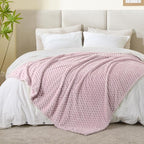 BEDELITE Fleece Throw Blanket for Couch & Bed - 3D Jacquard Decorative Lotus Pink Blanket, Super Soft and Cozy Warm Fuzzy Blanket All Seasons Suitable, 50x60Inches
