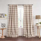 Threadmade Grainger Buffalo Check Blackout Window Curtain, Linen - 52" W x 84" L