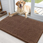 OLANLY Dog Door Mat for Muddy Paws 35x24, Absorbs Moisture and Dirt, Absorbent Non-Slip Washable Doormat, Quick Dry Chenille Mud Mat for Dogs, Entry Indoor Entryway Carpet for Inside Floor, Mocha