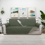 ISSUNTEX Double Protection 100% Waterproof Sofa Covers for Living Room, Couch Covers for 3 Cushion Couch Sofa, Reversible Furniture Protector Sofa Cover for Dogs, Pets (Sofa, Greyish Green/Beige)