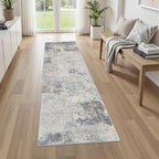 2X8 Washable Runner Rug for Hallway: Soft Neutral Modern Abstract Area Rug - Non-Slip Low Pile Long Throw Indoor Carpet for Kitchen Entryway Kitchen Bedroom Laundry - Blue Grey