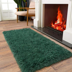 Soft Runner Rugs for Bedroom Hallways New Upgraded Non-Slip Bottom, 2x4 Green Fluffy Shag Throw Area Rug for Bedside Dorm, Long Shaggy Furry Carpet for Nursery Living Room