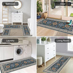 HEBE Boho Kitchen Rug Sets 3 Piece with Runner Non Slip Kitchen Rugs and Mats Washable Kitchen Mats for Floor Thick Kitchen Floor Mat Carpet Runner Rugs for Hallway Laundry Holiday Decor