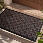 Mibao Front Door Mat, Heavy Duty Durable Welcome Mat for Outdoor Indoor, Dirt Trapper Waterproof Super Absorbent Door Mat for Entryway Outside Patio Porch, 35.5" x 24", Coffee