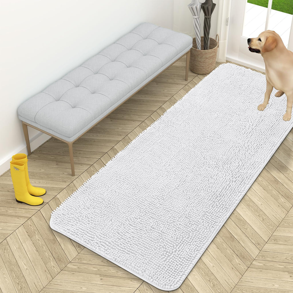OLANLY Dog Door Mat for Muddy Paws 59x24, Super Absorbent Chenille Mud Mat