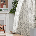 jinchan Vintage Floral Linen Curtains 54 Long for Living Room 2 Panels