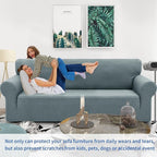 ZNSAYOTX 1 Piece Jacquard Chair Slipcovers for Living Room High Stretch Chair Covers with Arms Anti Slip Pets Friendly Couch Sofa Armchair Cover Furniture Protector (Small, New Pattern Light Grey)