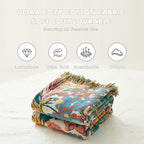 MSGKV Boho Throw Blanket for Couch 50"x60" 100% Cotton Vine Embroidery Blanket Bed Chair Sofa Blankets Muslin Spring Breathable All Seasons Lightweight Farmhouse Blankets Home Decor