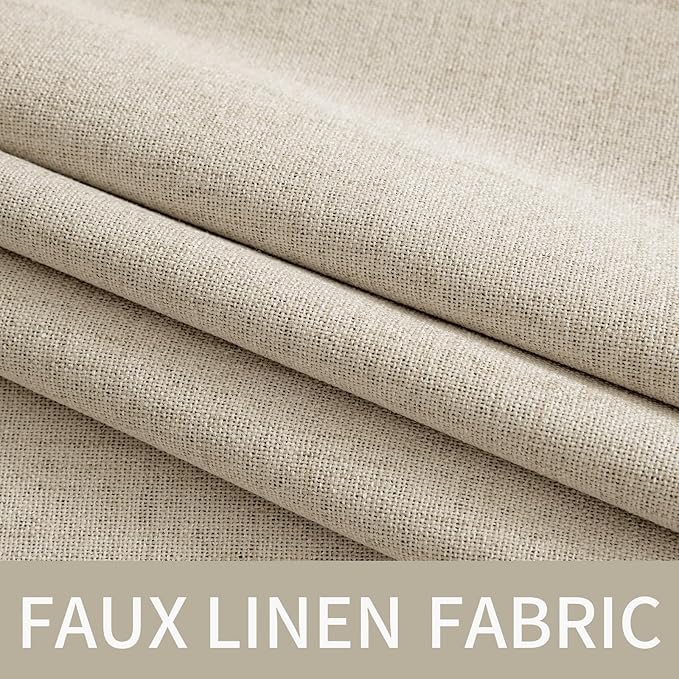 MIULEE 100% Blackout Linen Curtains for Bedroom Thermal Insulated Stone Grommet Room Darkening Curtains & Drapes Fall Decor for Living Room Nursery 52 x 84 Inch (2 Panels)