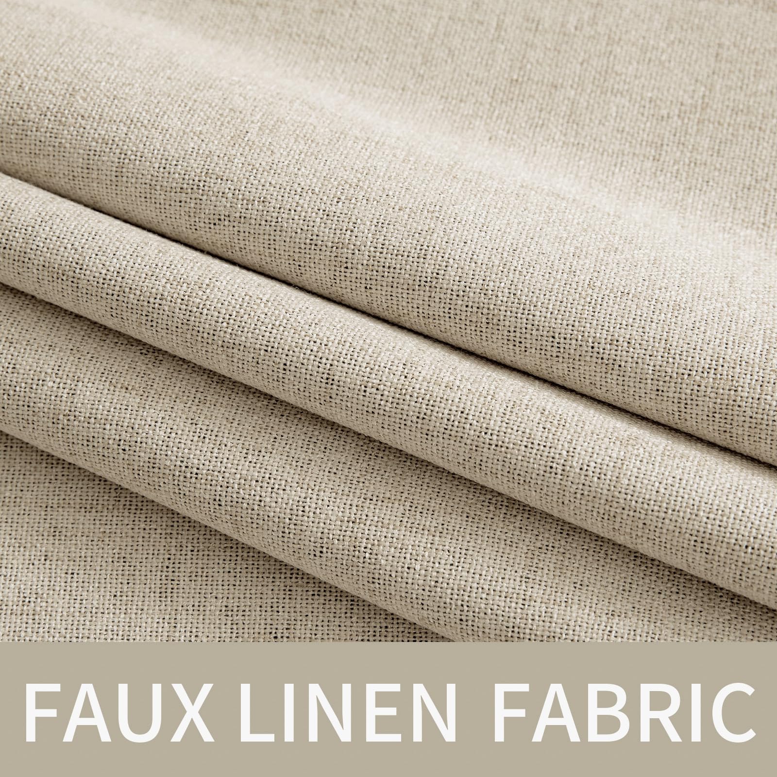 MIULEE 100% Blackout Linen Curtains for Bedroom 52x108 Inches Stone