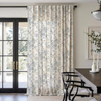 jinchan Linen Floral Curtains 100 Inch Extra Wide for Patio Sliding Glass Door Room Divider Curtain for Living Room 108 Inch Length Farmhouse Peony Blue Printed Curtain Set 1 Panel