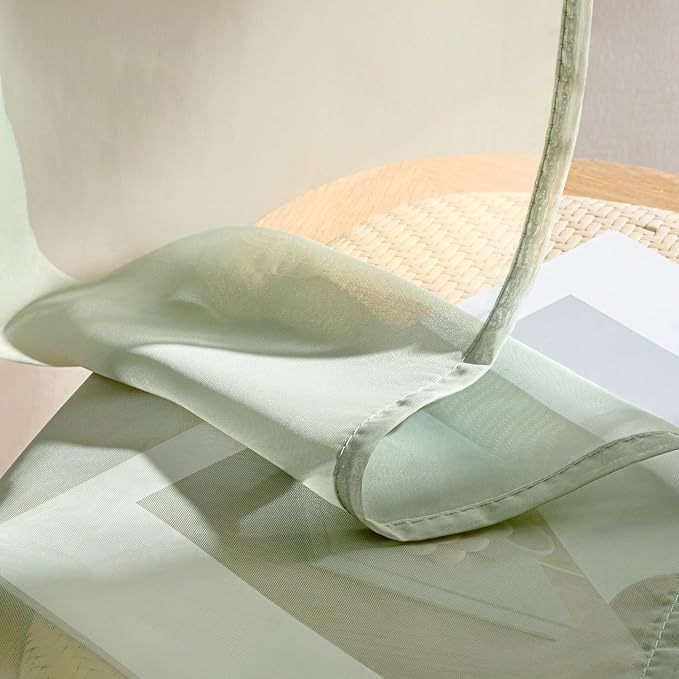 MIULEE Sage Green Sheer Curtains 84 Inches Long, 4 Panels Set, Light Filtering Rod Pocket Voile Drapes Window Treatments, Semi Transparent Airy Fabric for Bedroom and Living Room, 54 x 84 Inches