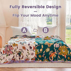 MSGKV Boho Throw Blanket 60"x80" Floral Blanket for Bed Couch 100% Cotton Spring Breathable Lightweight Farmhouse Twin Blankets All Seasons Home Decor Muslin