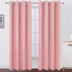 LEMOMO Blackout Curtains 66 x 95 inch/Pink Curtains Set of 2 Panels/Thermal Insulated Room Darkening Bedroom Curtains
