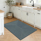 Latte&Fog 2x3 Entryway Rug, Small Modern Abstract Door Mat, Washable Kitchen Rug Samll Rug, Boho Non Slip Low Pile Carpet for Indoor Kitchen, Entry, Front Door and Bathroom - Blue