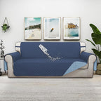 ISSUNTEX Double Protection 100% Waterproof Sofa Covers for Living Room, Reversible Couch Covers for 3 Cushion Couch Sofa, Furniture Protector Sofa Cover for Pets (X Large, Dark Blue/Light Blue)