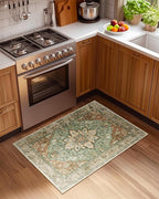 RELEANY Area Rugs 2'x3' Kitchen Rugs Entry Rug Small Rugs for Entryway Kitchen Bathroom Door Mat Indoor Entrance,Washable Non Slip, Brick Red Rust Neutral Brown Burnt Orange Green