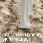 6x9 Ft Large Shag Rugs for Living Room Decor, Tie-Dyed Ultra Soft Fluffy Furry Area Rugs for Bedroom Indoor Floor, Aesthetic Carpet for Kids Home (Khaki)