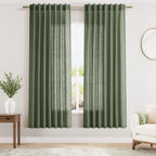 Nanspring Mist Sage Linen Curtains Semi Sheer 96 Inches Long 2 Panels Set for Living Room Back Tab Rod Pocket Light Filtering Drape for Bedroom Modern Farmhouse Coastal Decor Protect Privacy 52x96 — 기타