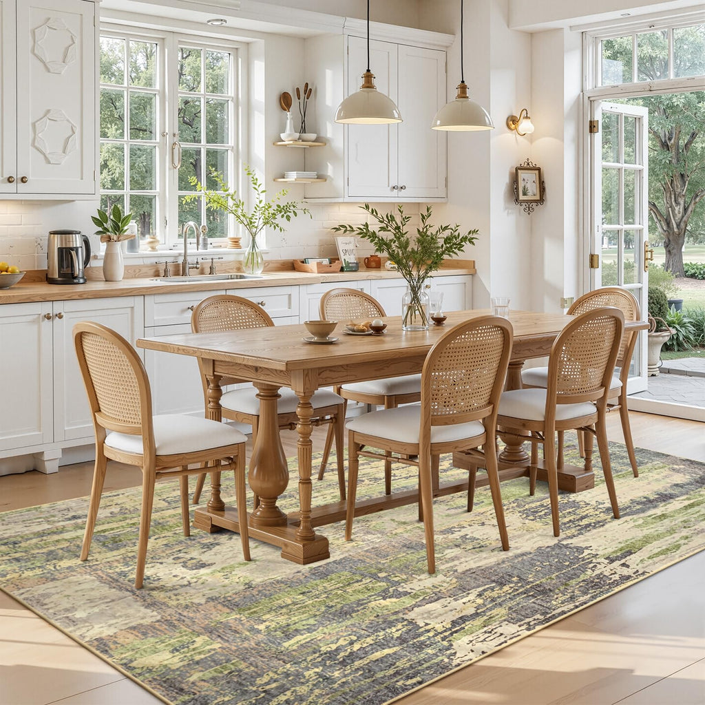 Toneed Abstract Area Rug Modern Washable Rug Soft Non Slip Rug Low Pile for Bedroom Living Room Dining Room Green 5x7 Feet