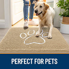 OLANLY Dog Door Mat for Muddy Paws 40x32, Paw Print Design Chenille Mud Mat