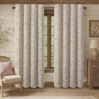 Boho Floral Spring 100% Blackout Curtains 84 Inch Length 2 Panels Set, Linen Texture Farmhouse Curtains with Beige Tassel for Living Room Bedroom, Vintage Rustic Rod Pocket,Pink