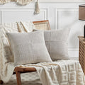 Fancy Homi 2 Packs Neutral Grey Samll Decorative Throw Pillow Covers 14x14 Inch with for Couch Bed Sofa, Rustic Farmhouse Boho Home Decor, Soft Corss Patchwork Corduroy Square Cushion Case 35x35 cm