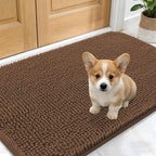 OLANLY Dog Door Mat for Muddy Paws 24x16, Absorbs Moisture and Dirt, Absorbent Non-Slip Washable Doormat, Quick Dry Chenille Mud Mat for Dogs, Entry Indoor Entryway Carpet for Inside Floor, Mocha
