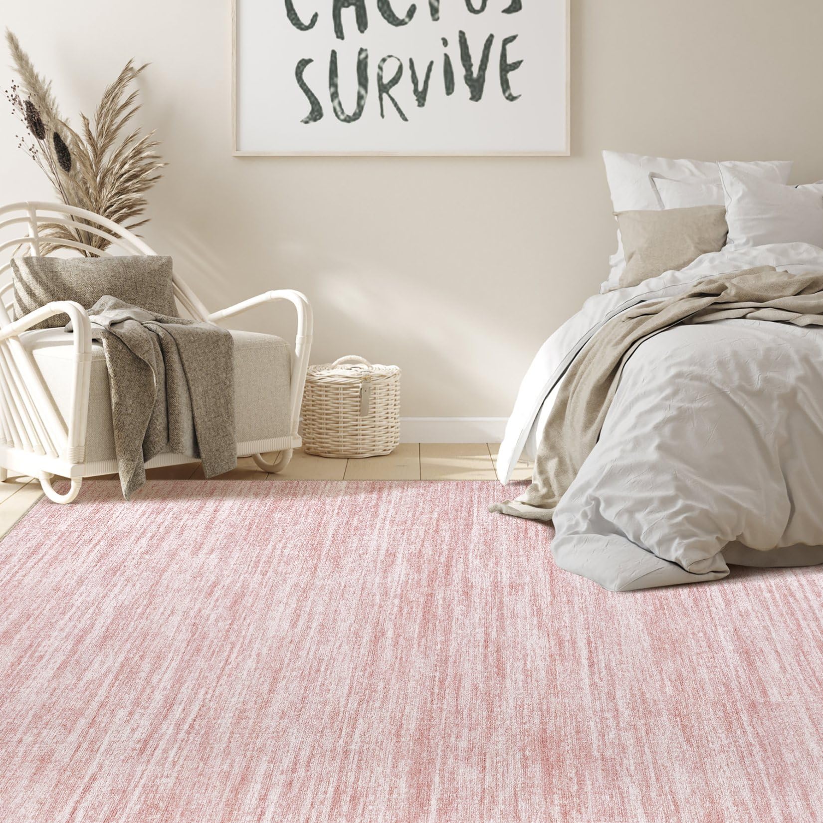 Nakagishi Boho 5x8 Area Rug Living Room Rugs Machine Washable Pink