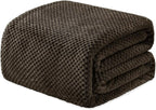 Exclusivo Mezcla Fleece Bed Blanket Twin Size, Super Soft and Warm Blankets for Couch, Sofa and Bed Waffle Textured, Cozy, Fuzzy and Lightweight (Coffee, 60x80 Inches)