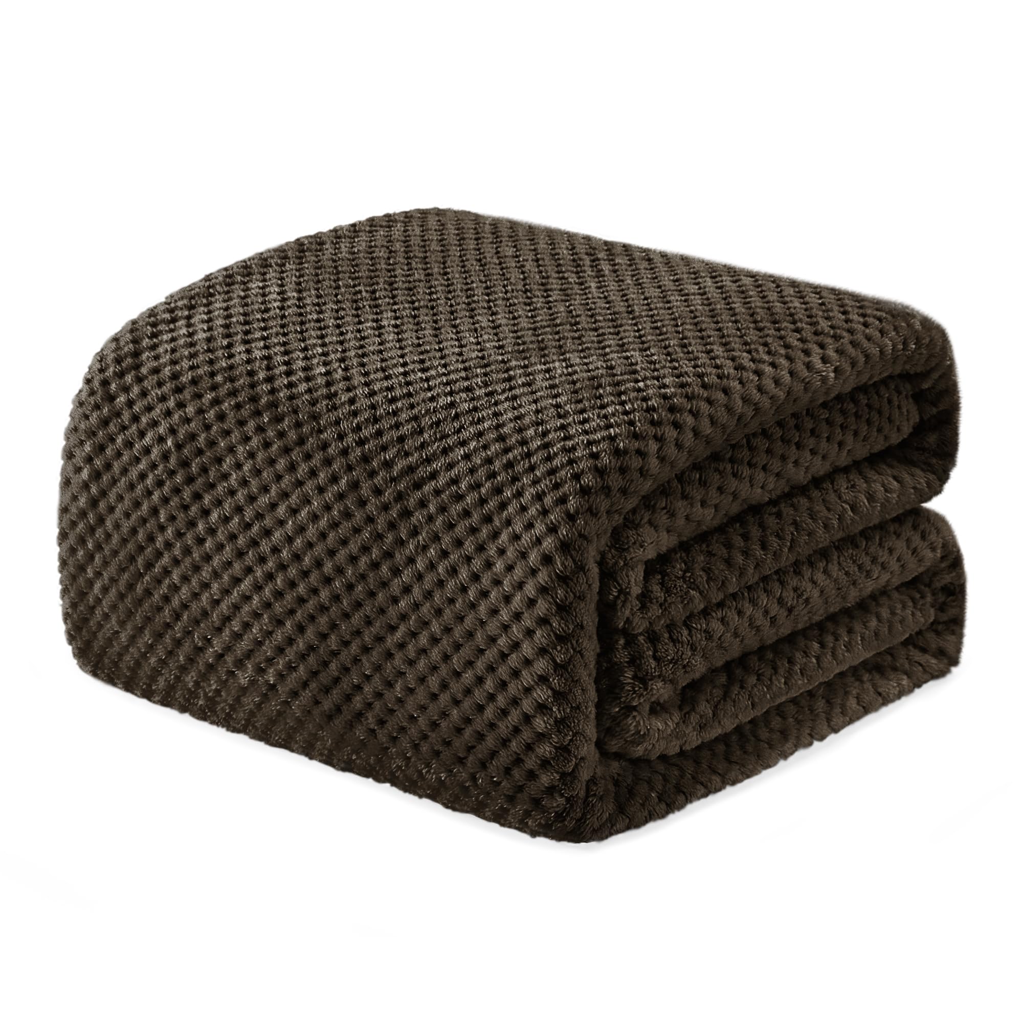 Exclusivo Mezcla Soft Waffle Fleece Bed Blanket King Size, Coffee