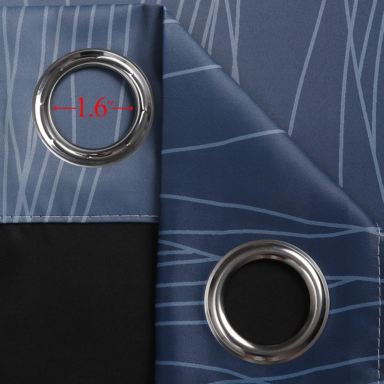 Navy Blue and Black Ombre Blackout Curtains for Living Room 90 Inch Length