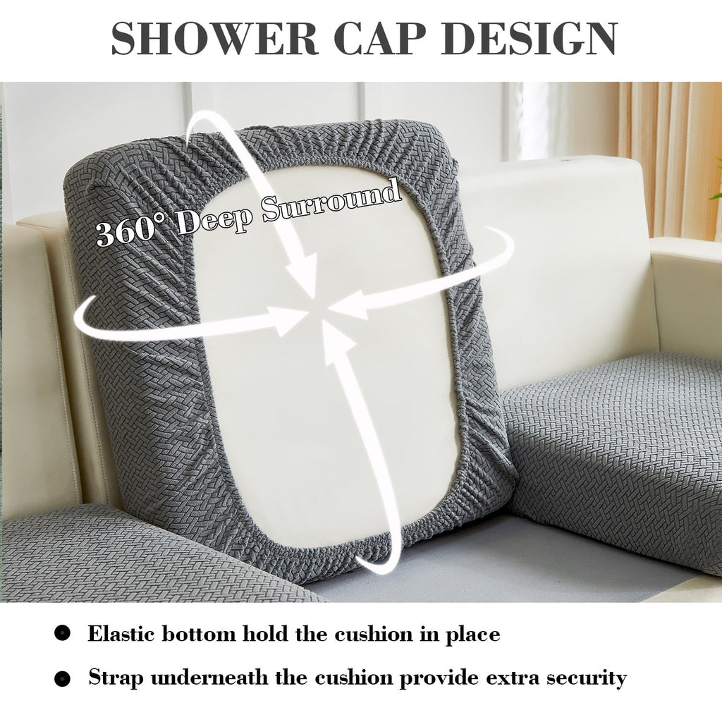 Disayu Couch Cushion Covers Sofa Covers Couch Covers for Sofa Pet Friendly Universal Sofa Covers Washable Stretch Slipcovers for Sectional Sofa (Texture Gray,Back Cover L)