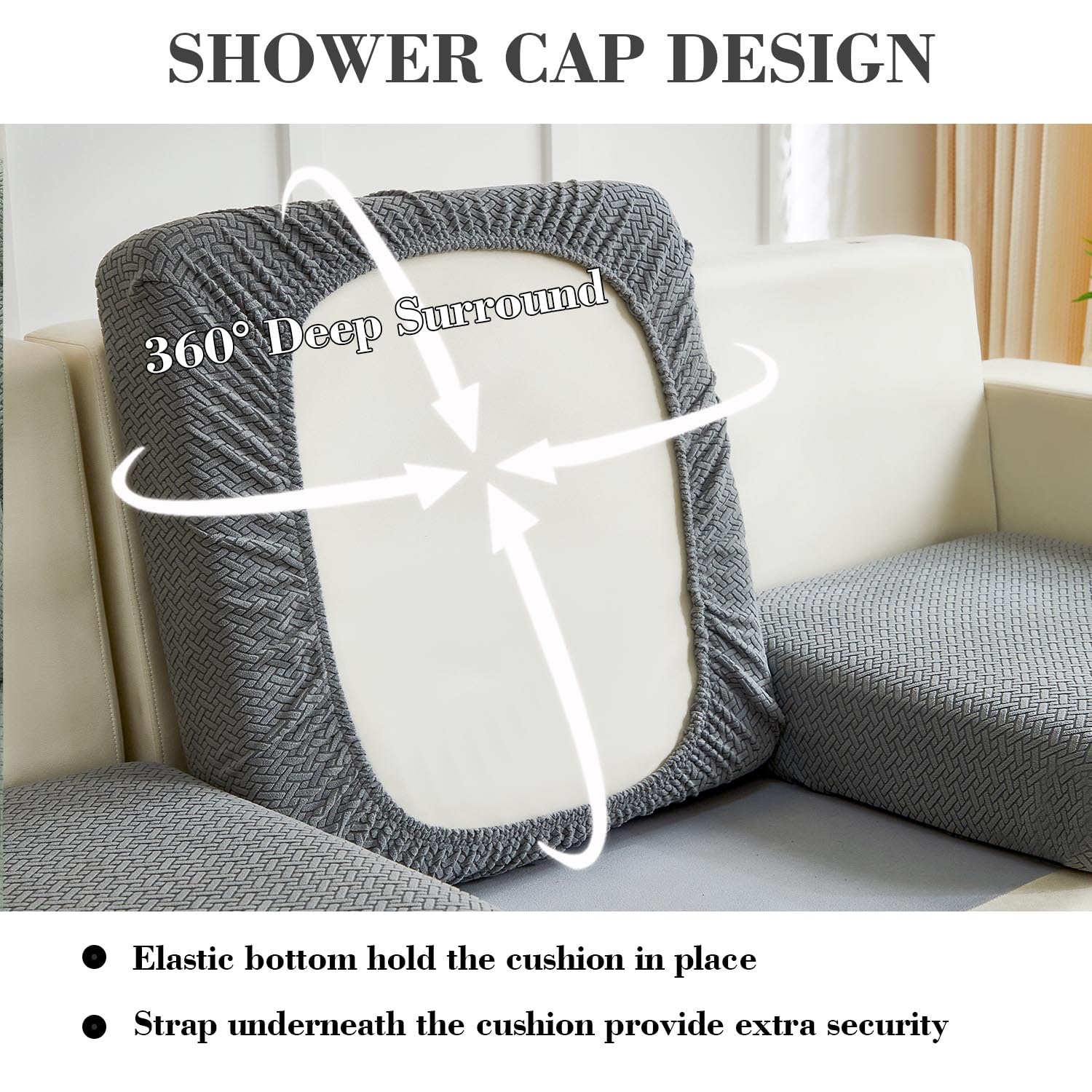 Disayu Couch Cushion Covers Sofa Covers Couch Covers for Sofa Pet Friendly Universal Sofa Covers Washable Stretch Slipcovers for Sectional Sofa (Texture Gray,Back Cover L)