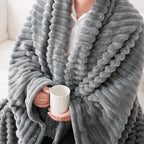 Linecooo Grey Fleece Throw Blanket 108”×90” for Couch Sofa Livingroom
