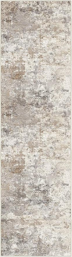 UERMEI 2X8 Washable Runner Rug for Hallway: Soft Neutral Modern Abstract Area Rug - Non-Slip Low Pile Long Throw Indoor Carpet for Kitchen Entryway Kitchen Bedroom Laundry- Brown Grey