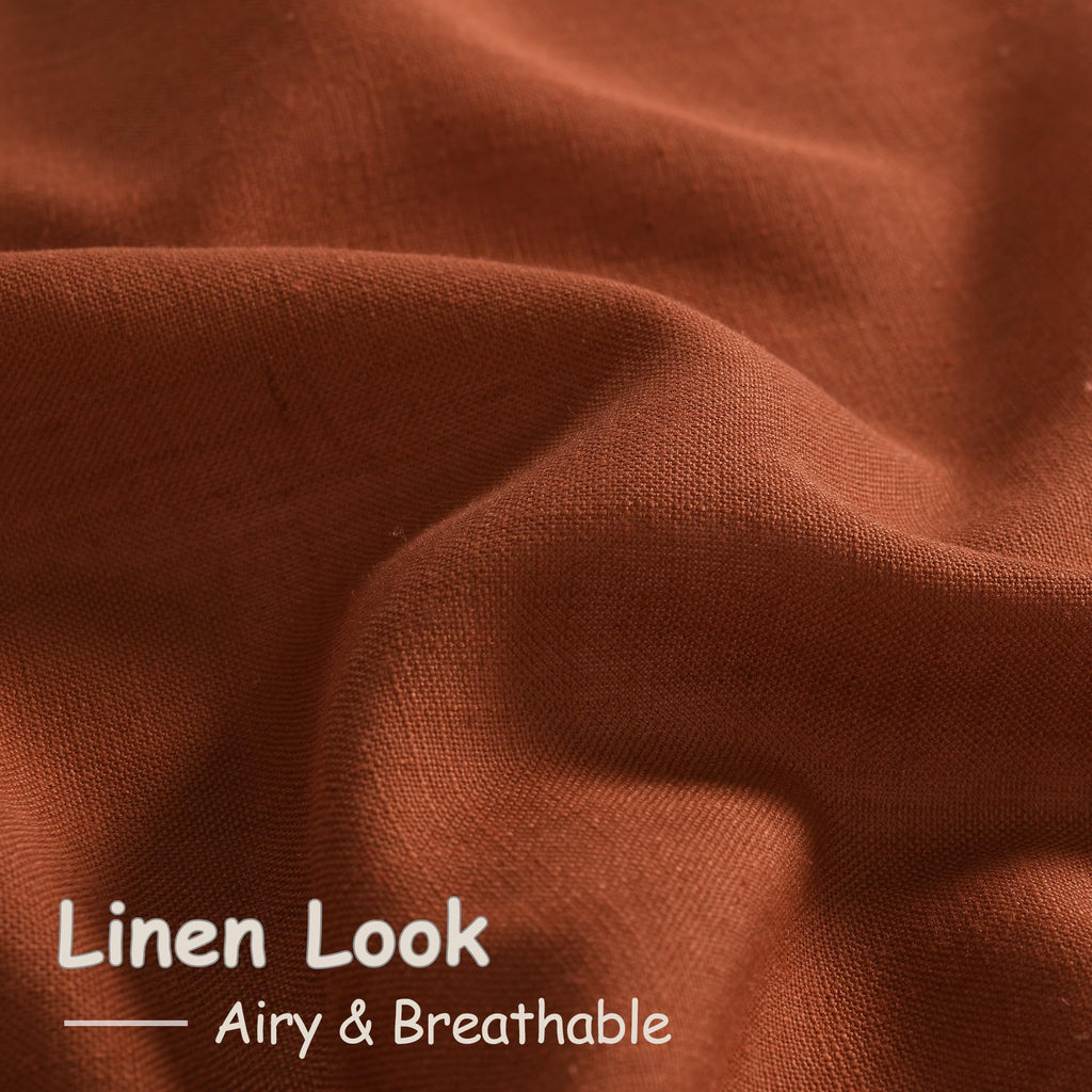 Linen Blend Terracotta Curtains 96 inches Long 2 Panel Back Tab Rod Pocket Rustic Farmhouse Boho Curtains for Dining Room Semi Sheer Brick Burnt Bohemian Fall Decor Rust Curtain 96 inch Length