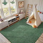 FinRèc Low Pile 6x9 Washable Area Rugs for Bedroom Living Room, Thin Rug Solid Color, Non-Slip Carpet Indoor for Home Decor (Green)