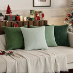MIULEE Boho Farmhouse Sage Green Throw Pillow Covers 22x22 Inch Set of 4 Mordern Nordic Cushion Covers Soft Corduroy Spring Home Decor for Couch Bed Sofa Living Room Forest Green