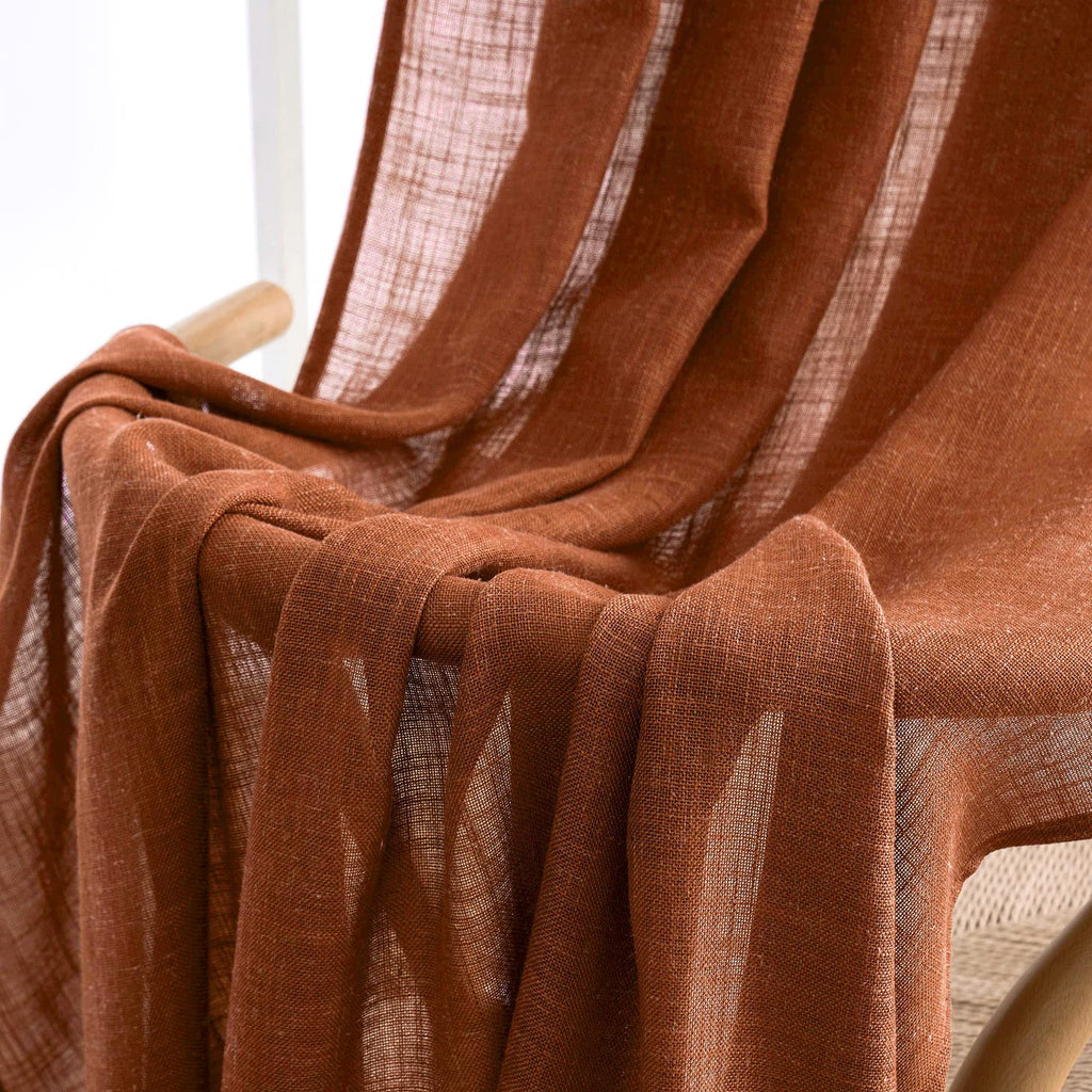 MIULEE Burnt Orange Fall Linen Curtains 52x84 Inch for Bedroom Living Room
