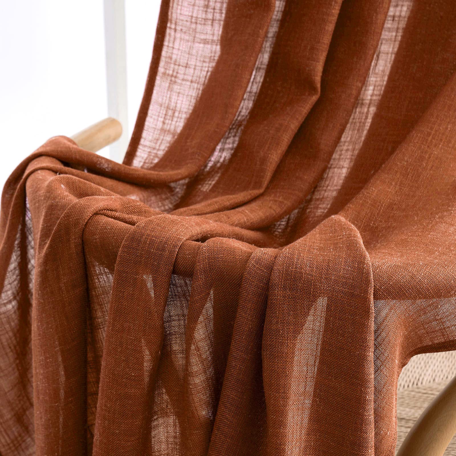 MIULEE Burnt Orange Fall Linen Curtains 52x84 Inch for Bedroom Living Room