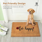 Be Happy - 17"x29" - Coir Door Mat with Heavy Duty Backing - Welcome Mats for Entryway, Porch - Anti-Slip PVC & Coconut Fiber Surface - Natural Home Accessories, Minimalist Original Design