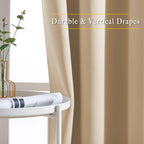 NICETOWN Bedroom Blackout Curtains and Drapes - Window Treatment Thermal Insulated Solid Grommet Blackout Draperies for Kitchen/Cafe (Biscotti Beige, Set of 2, 34 by 50 Inch)