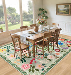 PLHXFR 8x10 Area Rug Living Room: Floral Washable Boho Soft Carpet Green