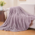 BEDELITE Fleece Blanket Twin Size – 3D Ribbed Jacquard Soft and Warm Decorative Fuzzy Blankets – Cozy, Fluffy, Plush Lightweight Throw Blankets for Couch, Bed, Sofa(Dusky Violet, 60x80 inches)