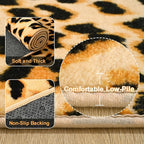 Amearea Soft Leopard Rugs for Bedroom Living Room, 3x5 Modern Cheetah Print Thickened Memory Foam Rug, Fluffy Indoor Washable Animal Rug Carpet for Kids Boys Girls Dorm Nursery Room Home Decor, Khaki