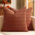 MIULEE Fall Decorative Throw Pillow Covers 18x18 Dark Rust Pack of 2